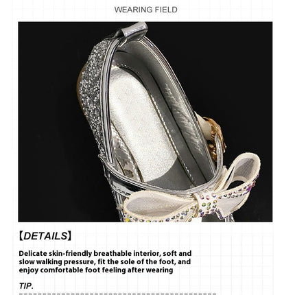 Girl Shoes with Low Heel Rhinestones Ballerina Flats Princess Shoes