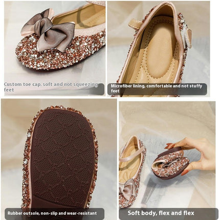 Girls Dress Shoes Cute Bow Crystal for Wedding Birthday Party Princess Shoes