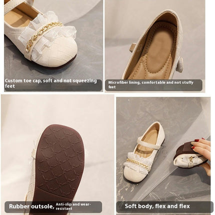 Girls Princess Soft Soled Comfortable Soft Non Slip Faux Leather Shoes
