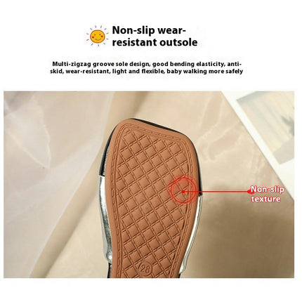 Little Girls Princess Shoes Crystal Comfortable Soft Soled Flat Faux Leather Shoes