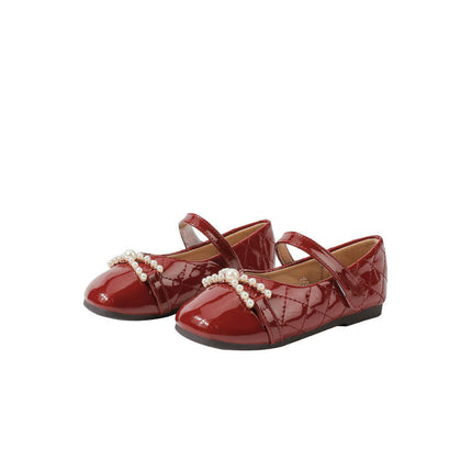 Girls Faux Leather Shoes Soft Soled Bowknot Casual Princess Shoes