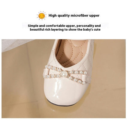Girls Faux Leather Shoes Soft Soled Bowknot Casual Princess Shoes