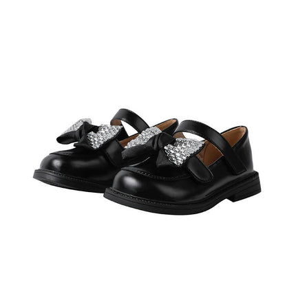 Flower Girl Faux Leather Shoes Little Girl Princess Flats for Wedding Party