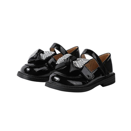 Flower Girl Faux Leather Shoes Little Girl Princess Flats for Wedding Party