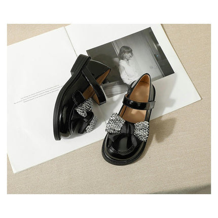 Flower Girl Faux Leather Shoes Little Girl Princess Flats for Wedding Party