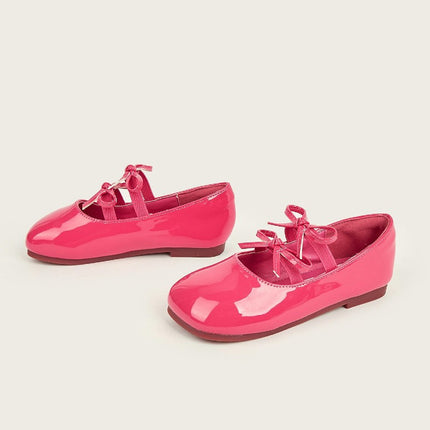 Little Girls Cute Bow Strap Mary Jane Dress Party Faux Leather Princess Shoes