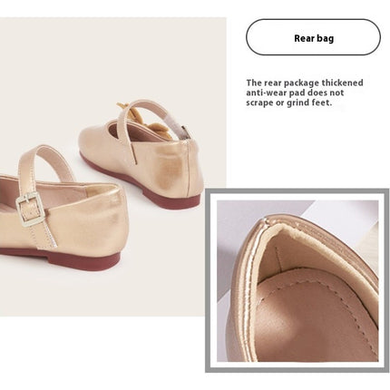 Flower Girls Faux Leather Princess Shoes Casual Mary Janes Cute Butterfly Flats Shoes