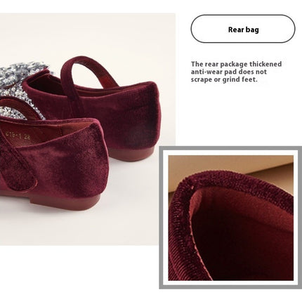Princess Shoes Crystal Comfortable Soft Soled Little Girls Flat Single Shoes