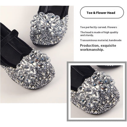 Princess Shoes Crystal Comfortable Soft Soled Little Girls Flat Single Shoes