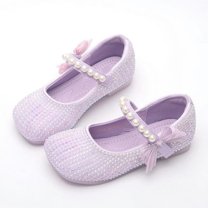 Performance for Girls Shoes Pearl Rhinestones Shining Faux Leather Princess Shoes
