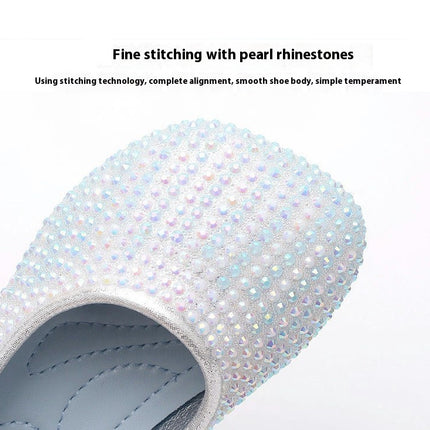 Performance for Girls Shoes Pearl Rhinestones Shining Faux Leather Princess Shoes