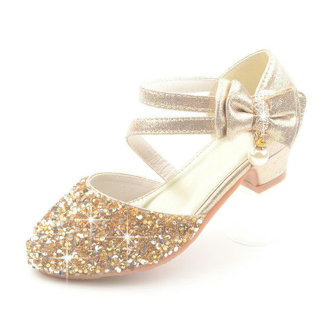 Toddler Little Girls Sequin Double Straps Dance Faux Leather Princess Shoes