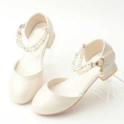 Girls Pearl Faux Leather Shoes Flower Girls Dress Shoes Party Wedding Shoes