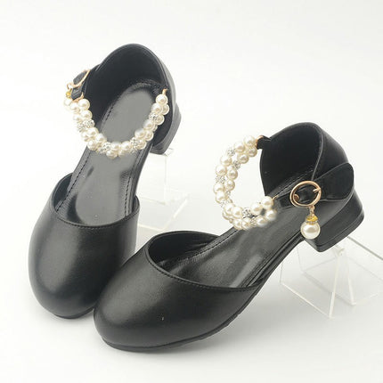 Girls Pearl Faux Leather Shoes Flower Girls Dress Shoes Party Wedding Shoes