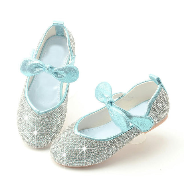 Little Toddler Girls Dress Shoes Crystal Flats Faux Leather Shoes