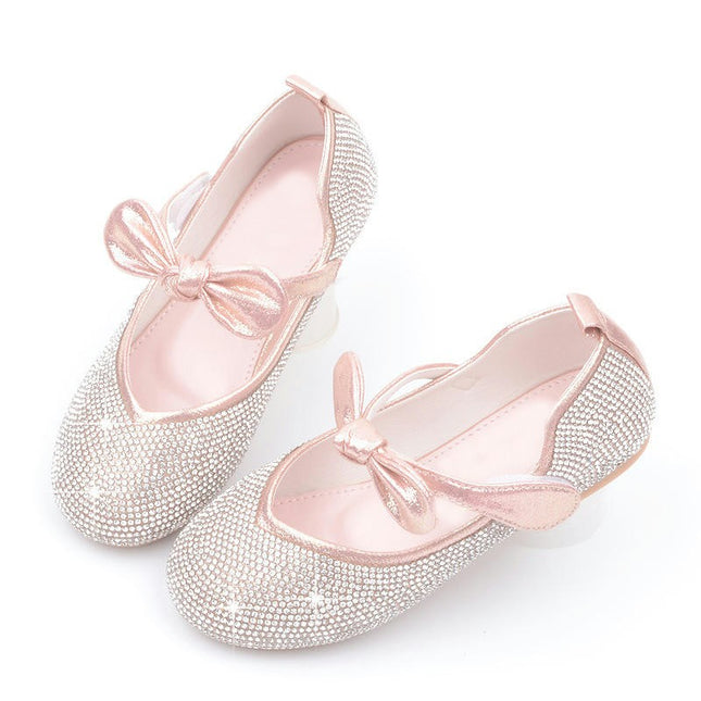 Little Toddler Girls Dress Shoes Crystal Flats Faux Leather Shoes