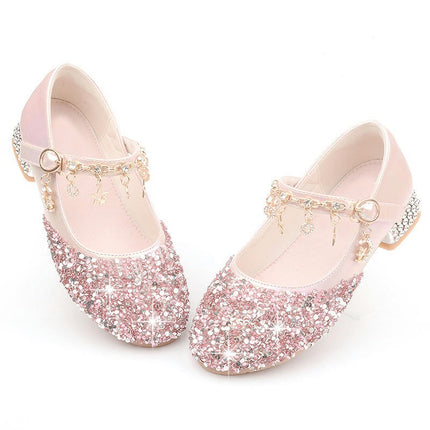 Little Kids Girls Dress Pumps Glitter Sequins Princess Party Dance Faux Leather Shoes
