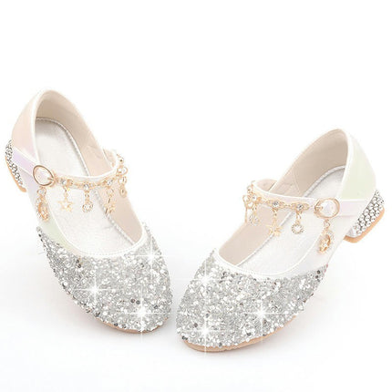 Little Kids Girls Dress Pumps Glitter Sequins Princess Party Dance Faux Leather Shoes