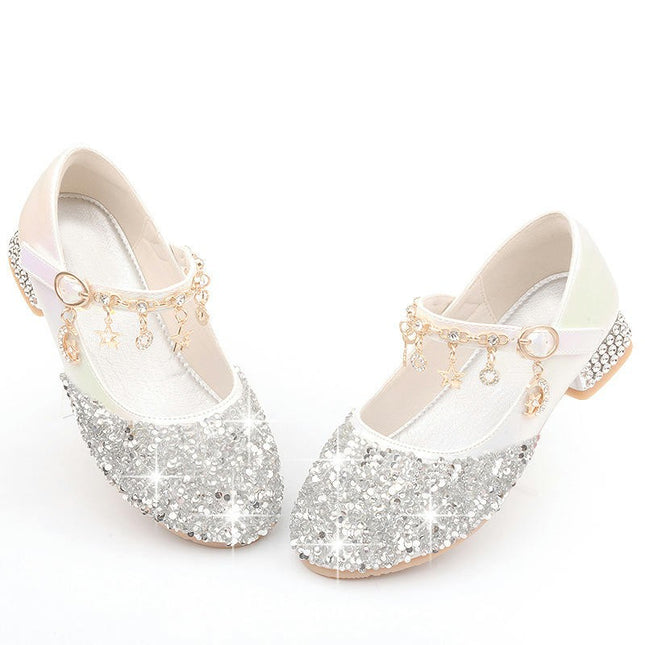 Little Kids Girls Dress Pumps Glitter Sequins Princess Party Dance Faux Leather Shoes