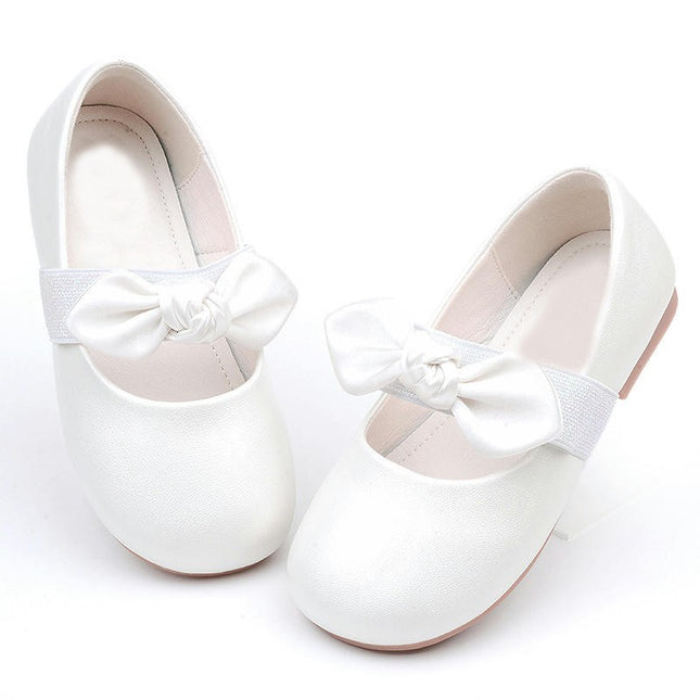 Fashion Girls Casual Faux Leather Shoes Flat Round Toe Cute Bow Princess Shoe