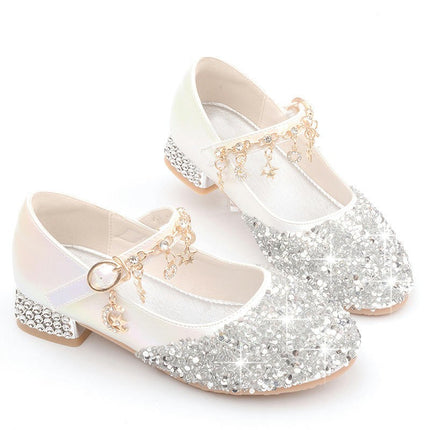 Little Girls Dress Shoes Glitter Party High Heels Princess Faux Leather Shoes