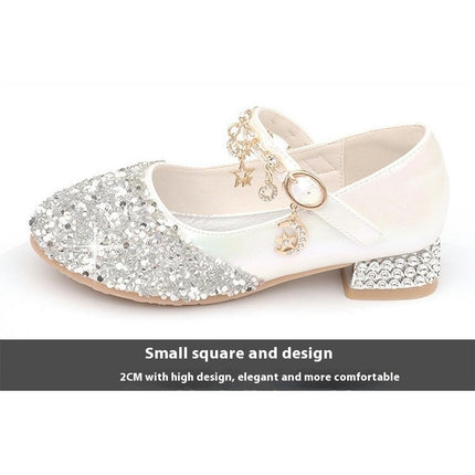 Little Girls Dress Shoes Glitter Party High Heels Princess Faux Leather Shoes
