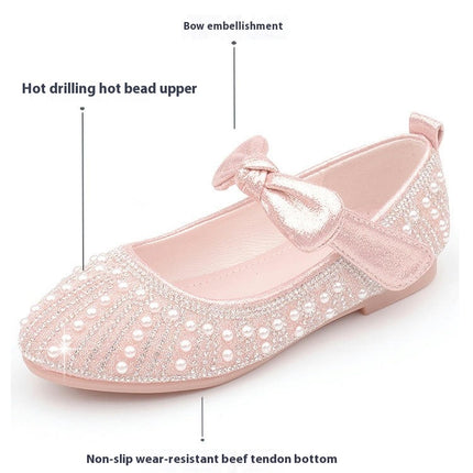 Girls Princess Shoes Cute Elegant Indoor Outdoor Dancing Flats Faux Leather Shoes