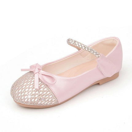 Girls Princess Shoes Dress Low Heels Wedding Dance Mary Jane Faux Leather Shoes