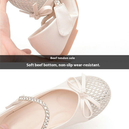 Girls Princess Shoes Dress Low Heels Wedding Dance Mary Jane Faux Leather Shoes