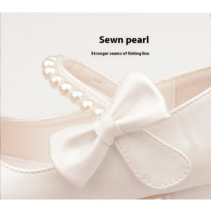 Girls High Heels Dress Shoes Closed Toe Princess Faux Leather Shoes