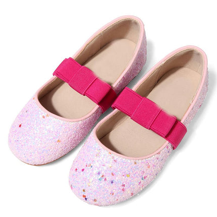 Girls Shiny Princess Shoes Wedding Cute Sequined Birthday Party Faux Leather Shoes