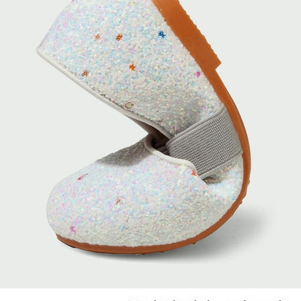 Girls Shiny Princess Shoes Wedding Cute Sequined Birthday Party Faux Leather Shoes