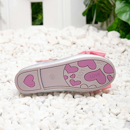 Faux Leather Shoes with Bow Non Slip Ballet Little Girl Student Shoes