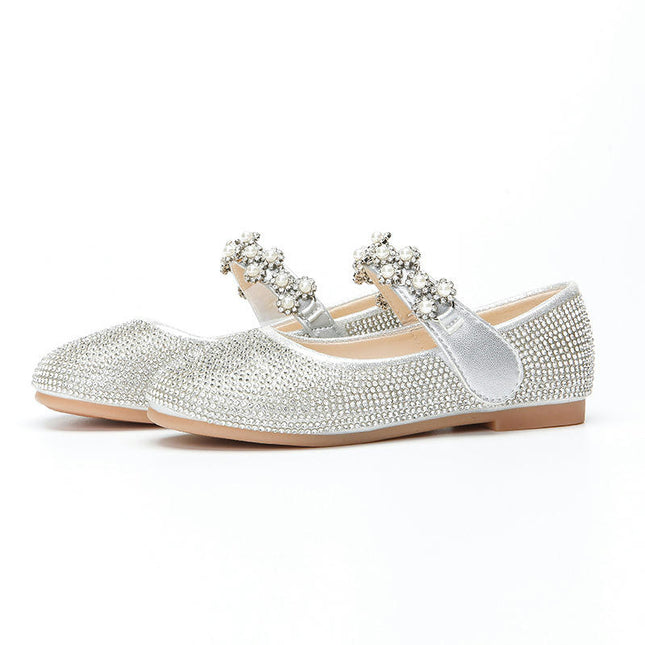 Little Flower Girls Faux Leather Shoes Mary Jane Flats Princess Shoes