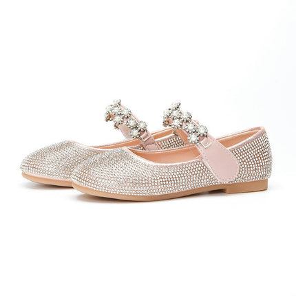 Little Flower Girls Faux Leather Shoes Mary Jane Flats Princess Shoes