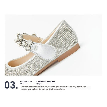 Little Flower Girls Faux Leather Shoes Mary Jane Flats Princess Shoes