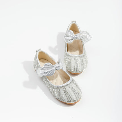 Faux Leather Shoes For Girls Shoes Pearl Rhinestones Shining Kids Princess Shoes