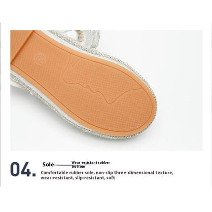 Faux Leather Shoes For Girls Shoes Pearl Rhinestones Shining Kids Princess Shoes