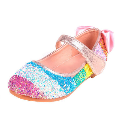 Mary Jane Princess Shoes for Girls Soft Soled Bowknot Faux Leather Shoes