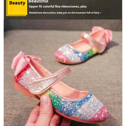 Mary Jane Princess Shoes for Girls Soft Soled Bowknot Faux Leather Shoes