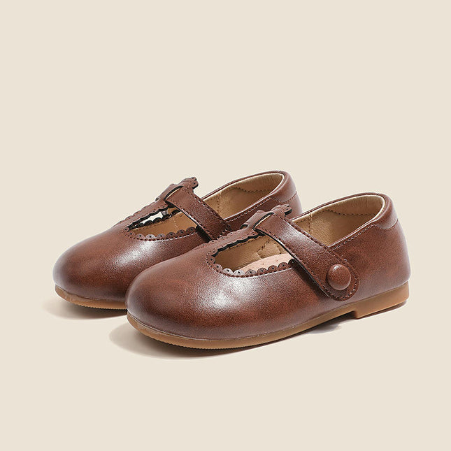Girls Princess Shoes Vintage Soft Sole Mary Jane Faux Leather Shoes