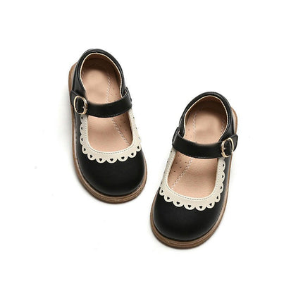 Flower Girl Low Heels Flat Faux Leather Shoes for School Uniform Wedding