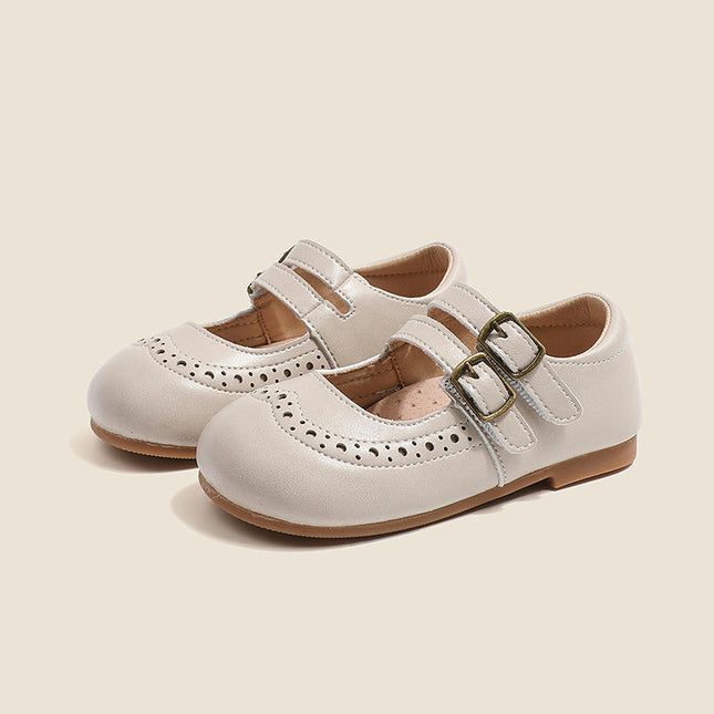 Girls School Uniform Dress Shoes Mary Jane Flats Faux Leather Shoes