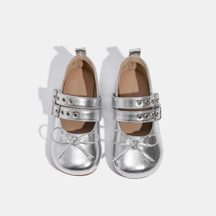 Little Girls Velcro Flats Faux Leather Shoes School Party Dress Shoes