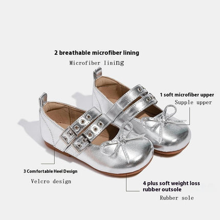 Little Girls Velcro Flats Faux Leather Shoes School Party Dress Shoes