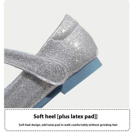 Party Faux Leather Shoes for Girls Glitter Rhinestone Flower Design Princess Shoes