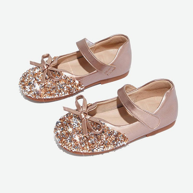 Little Girls Princess Flats Faux Leather Shoes School Party Dress Shoes