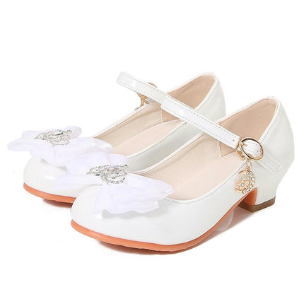 Girls Faux Leather Shoes Wedding Party Heel Mary Jane Princess Shoes