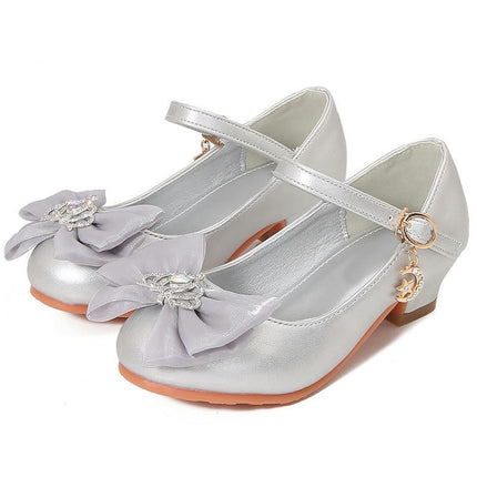 Girls Faux Leather Shoes Wedding Party Heel Mary Jane Princess Shoes