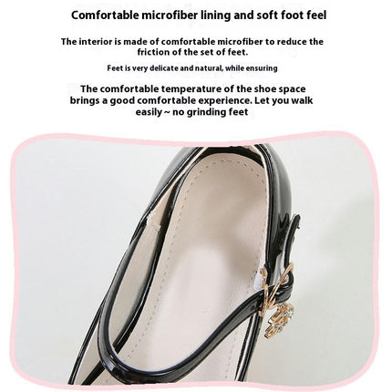 Girls Faux Leather Shoes Wedding Party Heel Mary Jane Princess Shoes